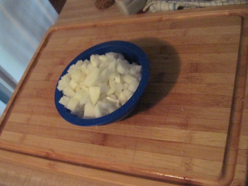 Chopped onions and garlic