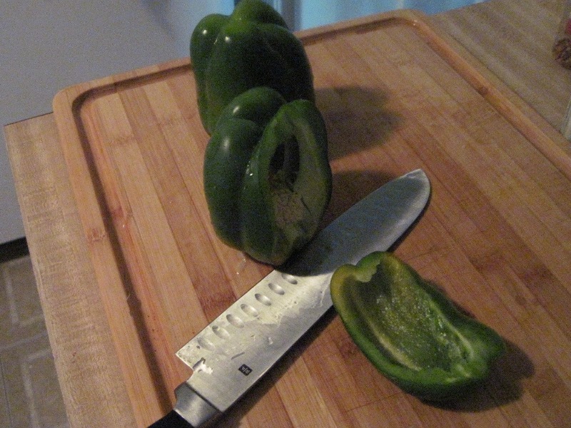 Chopping peppers