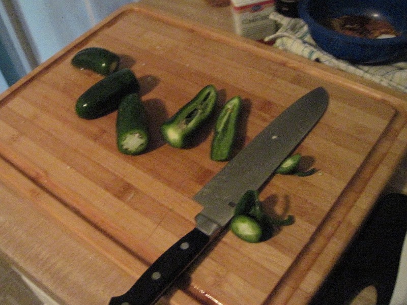 Chopping jalapenos